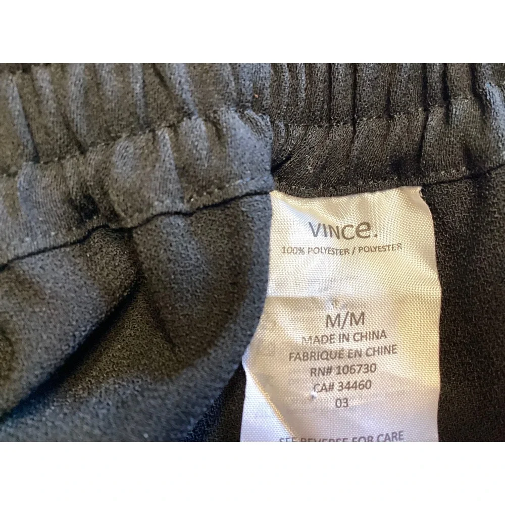 Vince Womens Black Crepe Satin Trim Trousers Tapered Pants Size M Luxury EUC